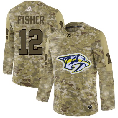 Adidas Nashville Predators #12 Mike Fisher Camo Authentic Stitched NHL Jersey